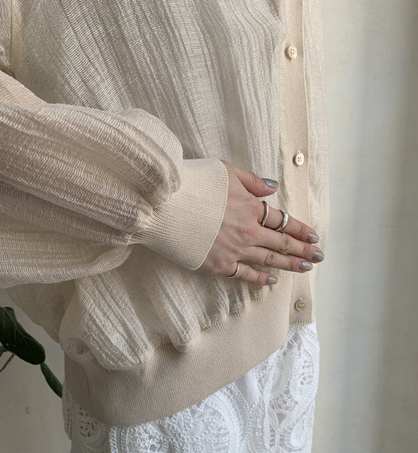  「【WEB限定】布帛ドッキングカーディガン」|カーディガン|