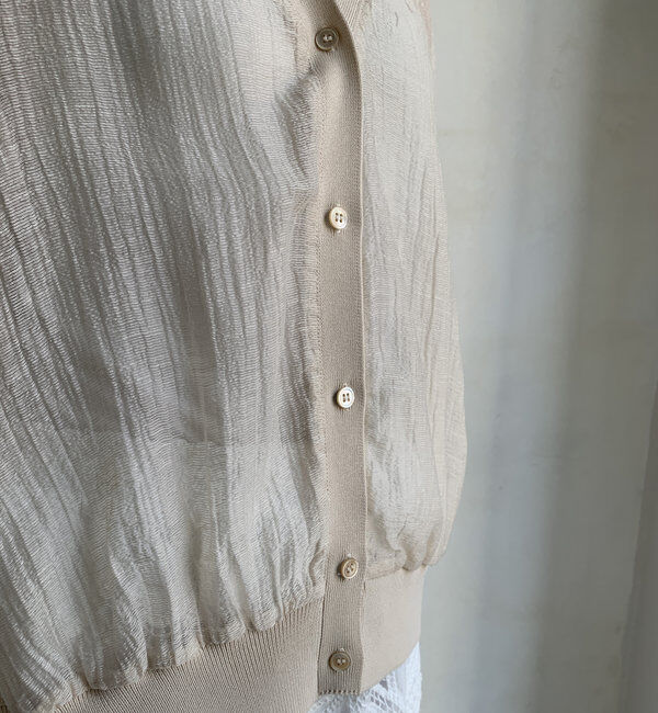  「【WEB限定】布帛ドッキングカーディガン」|カーディガン|
