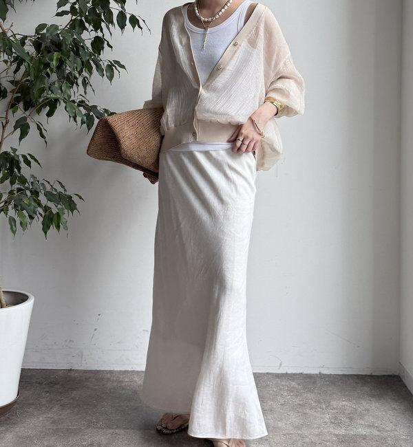  「【WEB限定】布帛ドッキングカーディガン」|カーディガン|