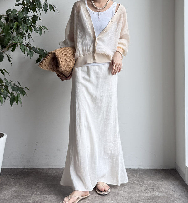  「【WEB限定】布帛ドッキングカーディガン」|カーディガン|