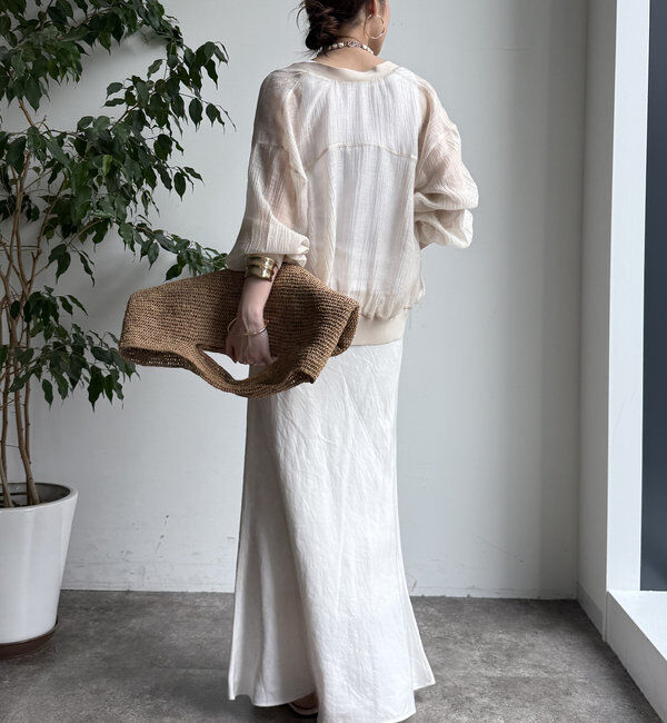  「【WEB限定】布帛ドッキングカーディガン」|カーディガン|