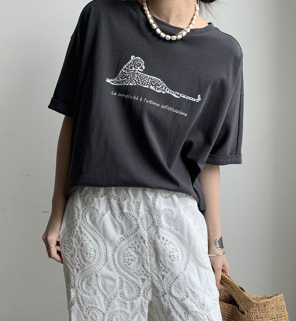  「【WEB限定】ジャガープリントTEE」|Tシャツ・カットソー|チャコールグレー