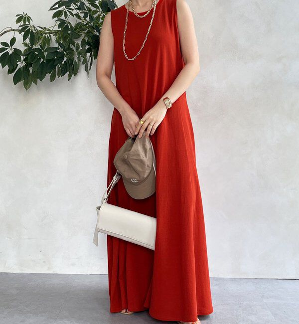  「チュール切替マーメイドフレアワンピース」|ワンピース|オレンジ