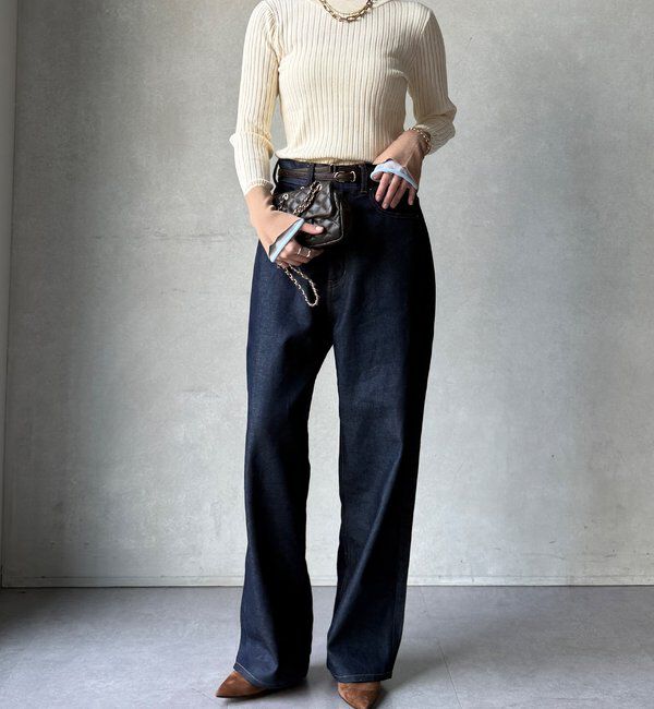  「【WEB限定】レイヤード配色シアースリーブプルオーバー」|ニット・セーター|