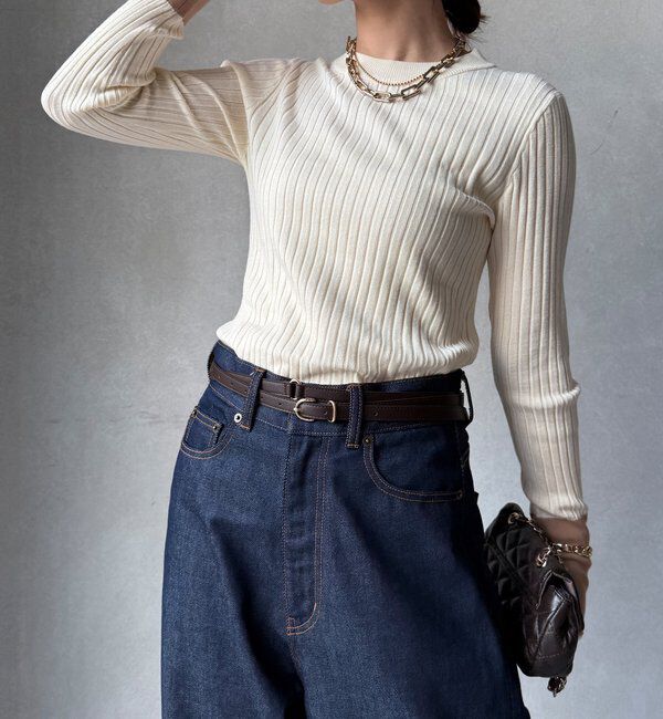  「【WEB限定】レイヤード配色シアースリーブプルオーバー」|ニット・セーター|