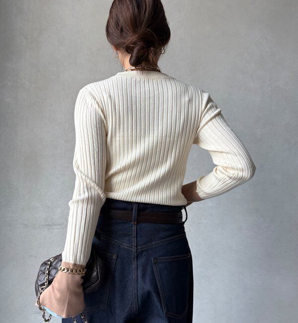  「【WEB限定】レイヤード配色シアースリーブプルオーバー」|ニット・セーター|