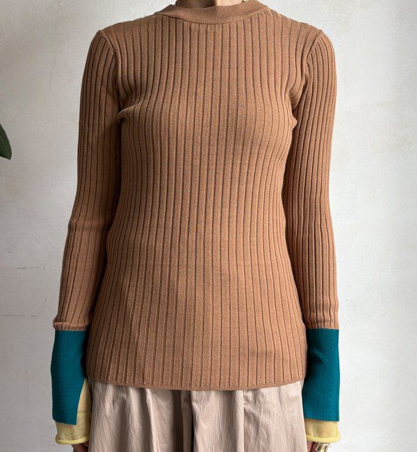  「【WEB限定】レイヤード配色シアースリーブプルオーバー」|ニット・セーター|