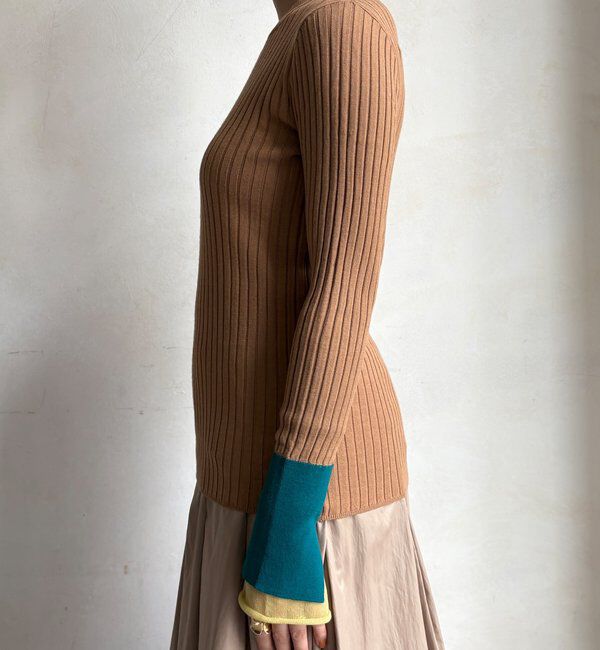  「【WEB限定】レイヤード配色シアースリーブプルオーバー」|ニット・セーター|