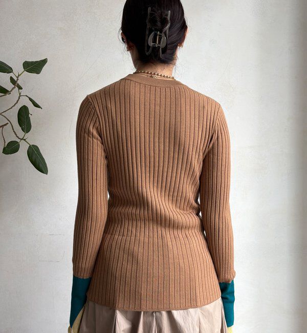  「【WEB限定】レイヤード配色シアースリーブプルオーバー」|ニット・セーター|