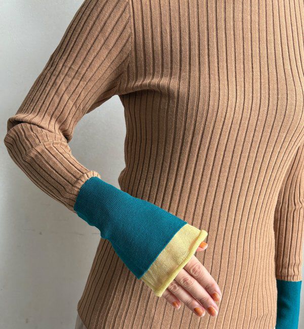  「【WEB限定】レイヤード配色シアースリーブプルオーバー」|ニット・セーター|