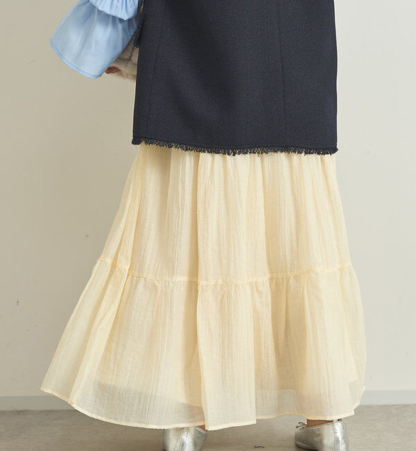  「《清涼感アリ・ドラマチックなシルエット》ワッシャーティアードスカート」|スカート|