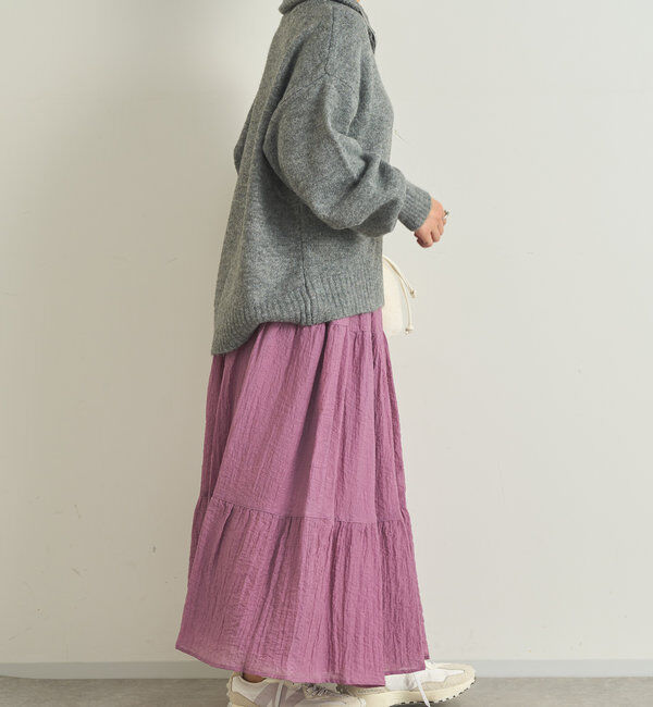  「《清涼感アリ・ドラマチックなシルエット》ワッシャーティアードスカート」|スカート|