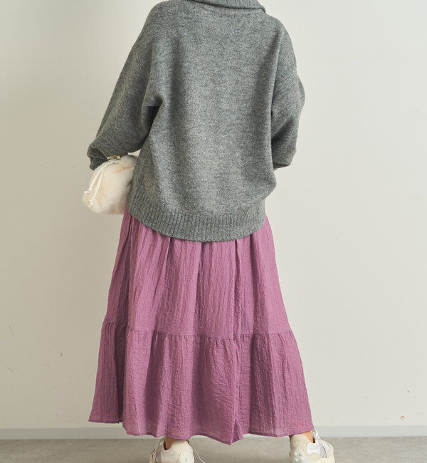  「《清涼感アリ・ドラマチックなシルエット》ワッシャーティアードスカート」|スカート|