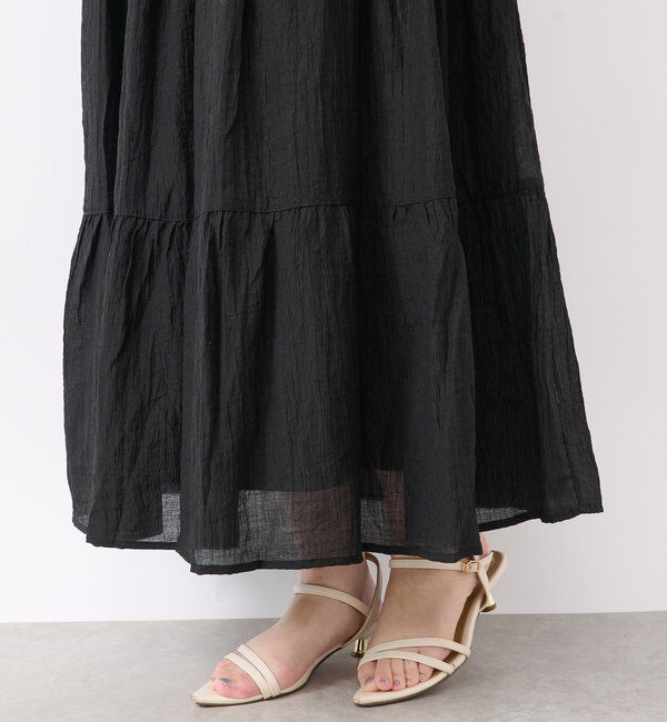  「《清涼感アリ・ドラマチックなシルエット》ワッシャーティアードスカート」|スカート|