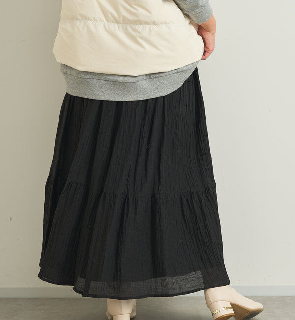  「《清涼感アリ・ドラマチックなシルエット》ワッシャーティアードスカート」|スカート|