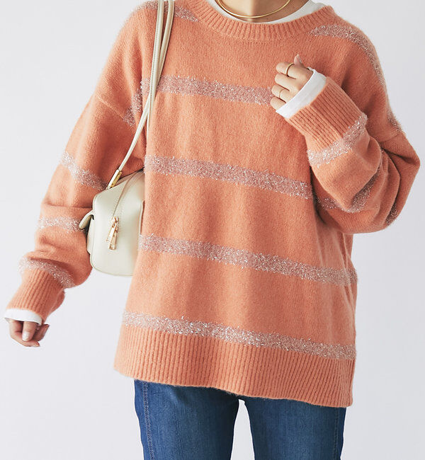  「《リラクシーなお洒落ニット》ボーダーモヘアシャギーニット」|ニット・セーター|