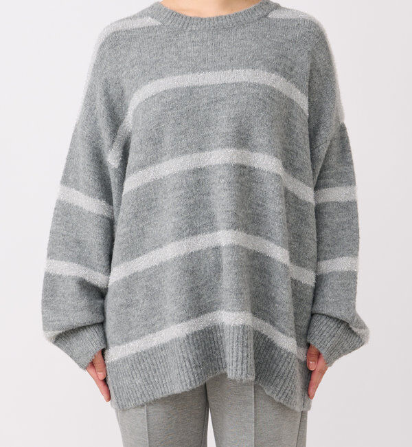  「《リラクシーなお洒落ニット》ボーダーモヘアシャギーニット」|ニット・セーター|