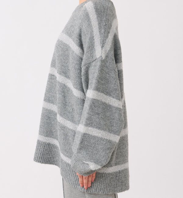  「《リラクシーなお洒落ニット》ボーダーモヘアシャギーニット」|ニット・セーター|