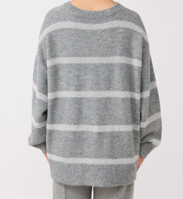  「《リラクシーなお洒落ニット》ボーダーモヘアシャギーニット」|ニット・セーター|