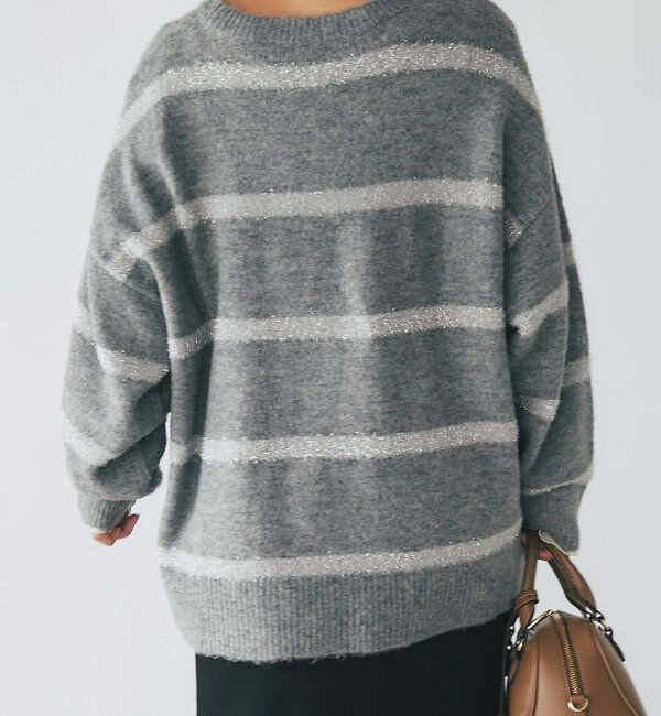  「《リラクシーなお洒落ニット》ボーダーモヘアシャギーニット」|ニット・セーター|