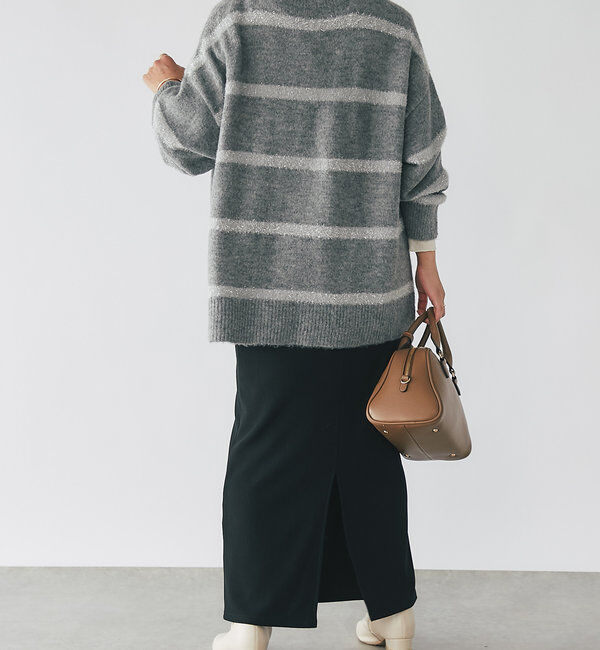  「《リラクシーなお洒落ニット》ボーダーモヘアシャギーニット」|ニット・セーター|