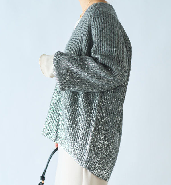  「深V箔プリントニット」|ニット・セーター|