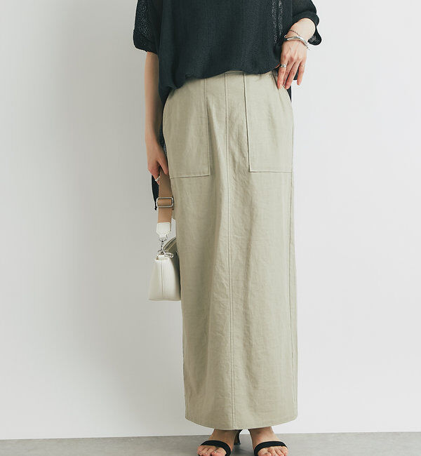  「《女性らしく着こなせる》ストレッチリネンタイトスカート」|スカート|
