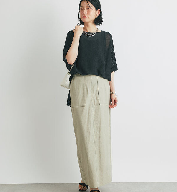  「《女性らしく着こなせる》ストレッチリネンタイトスカート」|スカート|