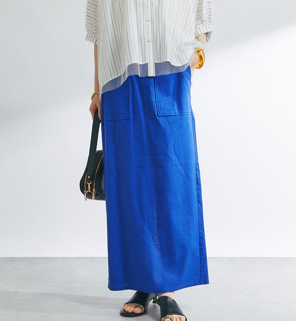  「《女性らしく着こなせる》ストレッチリネンタイトスカート」|スカート|