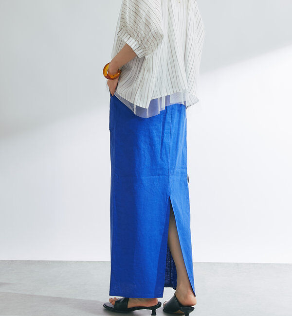  「《女性らしく着こなせる》ストレッチリネンタイトスカート」|スカート|