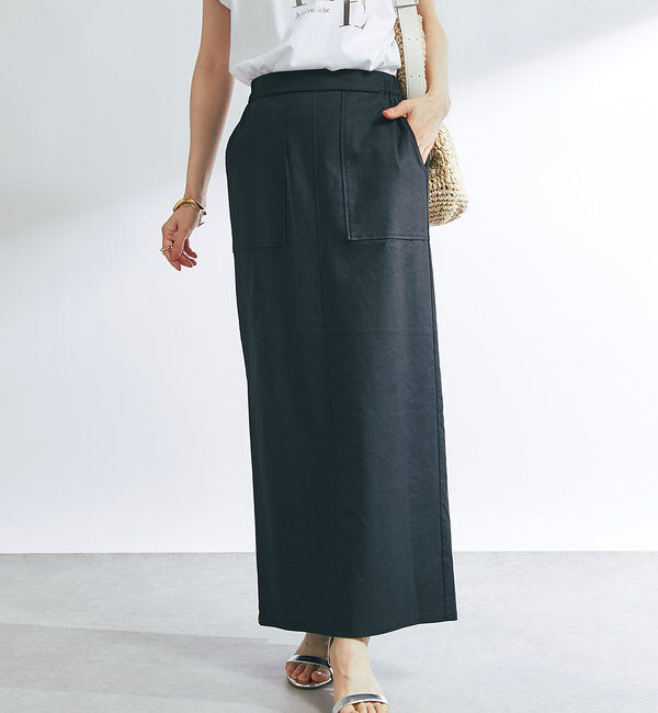  「《女性らしく着こなせる》ストレッチリネンタイトスカート」|スカート|ブラック