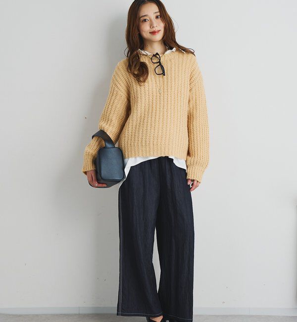  「《ふわふわな着心地》ボールドへアリーヤーンニット」|ニット・セーター|