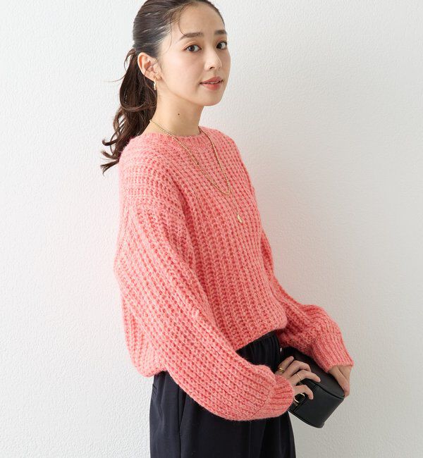  「《ふわふわな着心地》ボールドへアリーヤーンニット」|ニット・セーター|