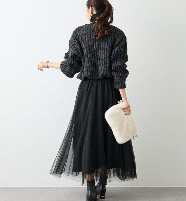  「《ふわふわな着心地》ボールドへアリーヤーンニット」|ニット・セーター|
