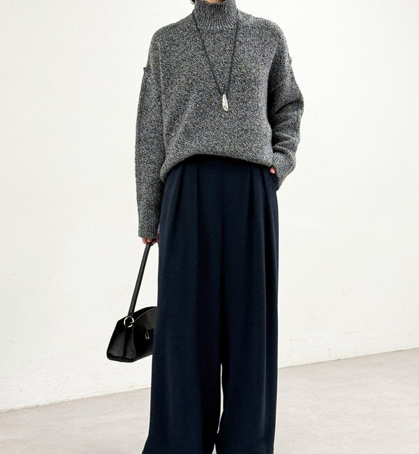  「【ウォッシャブル】【シーズンレスで使える】タックワイドスラックス」|チノ|