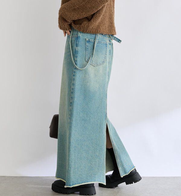  「【MONN.:.(モン)】LOOSE DENIM SKIRT」|スカート|