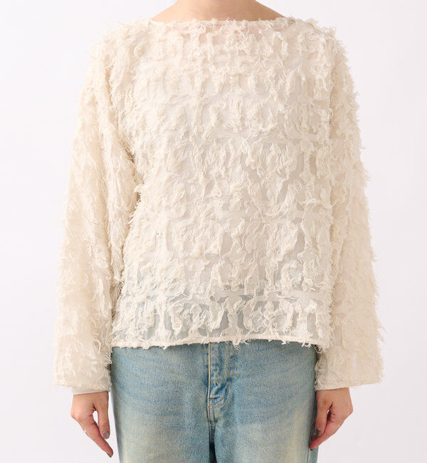  「【オケージョンにも◎】カットジャガードシアーブラウス」|シャツ・ブラウス|