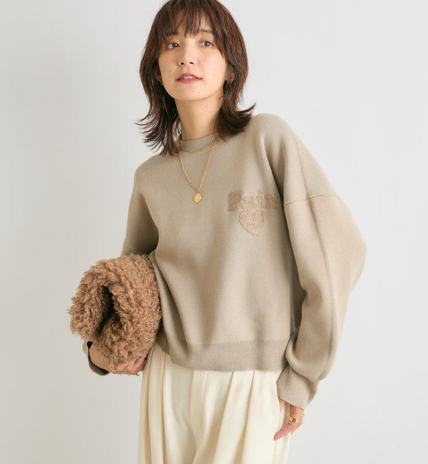  「【キャッチーなロゴがポイント】パイル刺繍ニット」|ニット・セーター|