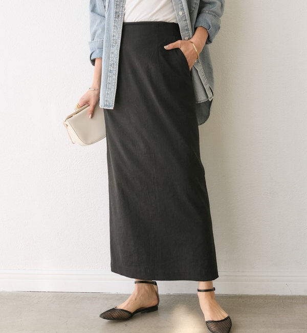  「【ストレッチ◎】ナチュラルストレッチスカート」|スカート|ブラック