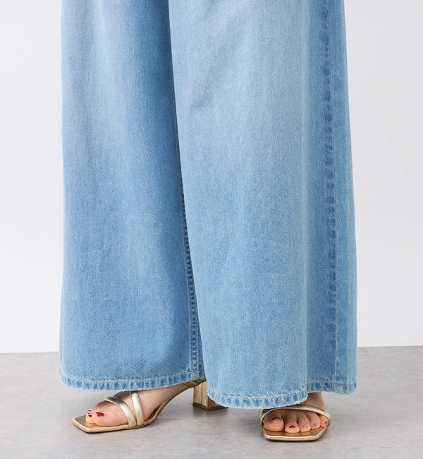  「【MONN.:.(モン)】ライトデニムワイドパンツ」|デニム|