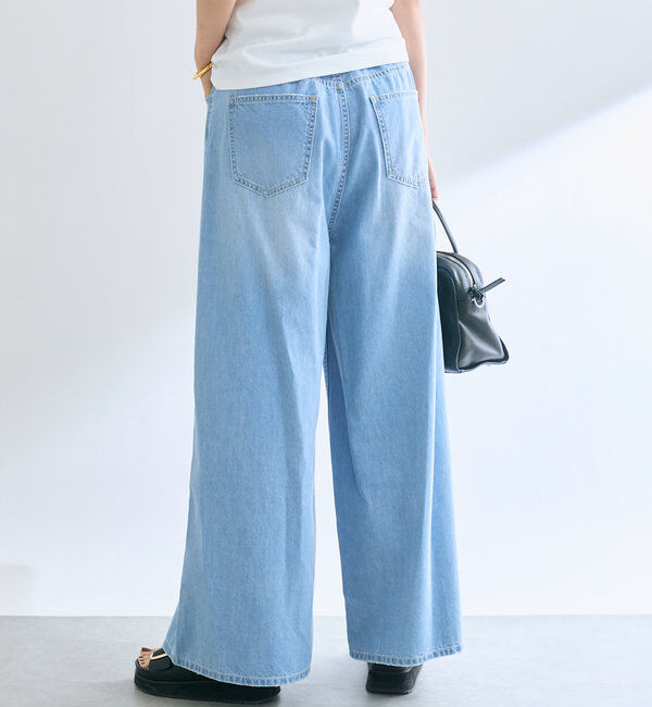  「【MONN.:.(モン)】ライトデニムワイドパンツ」|デニム|