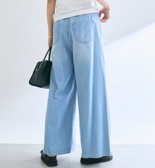 「【MONN.:.(モン)】ライトデニムワイドパンツ」|デニム|