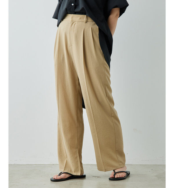  「ジャージーワイドタックパンツ」|スラックス|