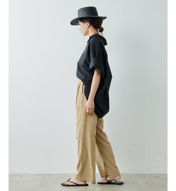  「ジャージーワイドタックパンツ」|スラックス|