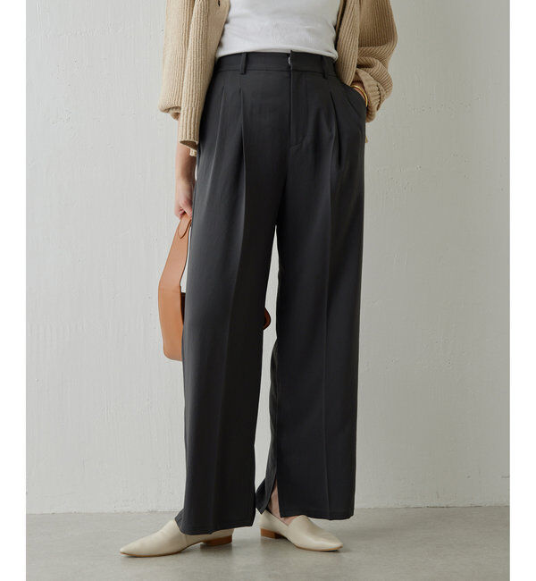  「ジャージーワイドタックパンツ」|スラックス|