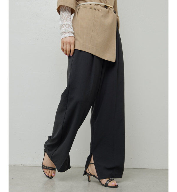  「ジャージーワイドタックパンツ」|スラックス|