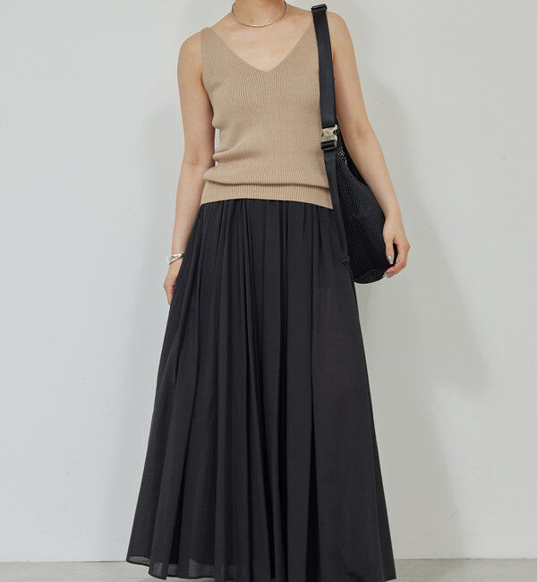  「【セットアップ対応】タックギャザーフレアスカート」|スカート|ブラック