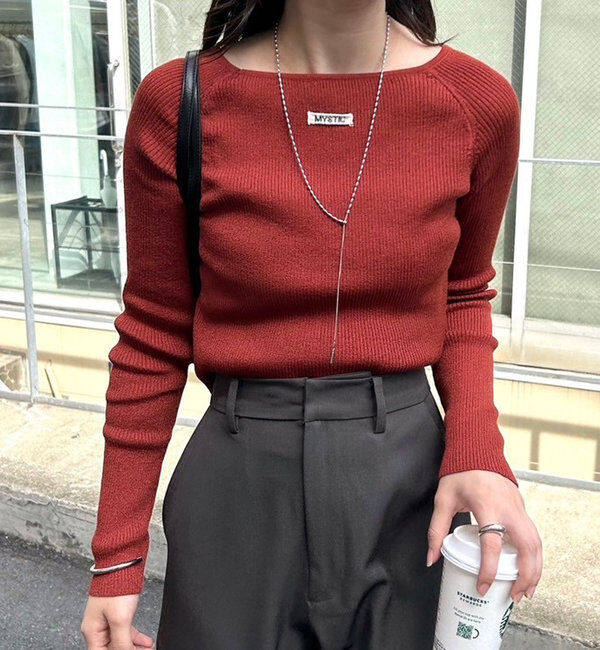  「【10色展開/EC限定カラーORG】クルーリブニット」|ニット・セーター|