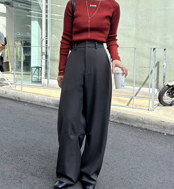  「【10色展開/EC限定カラーORG】クルーリブニット」|ニット・セーター|