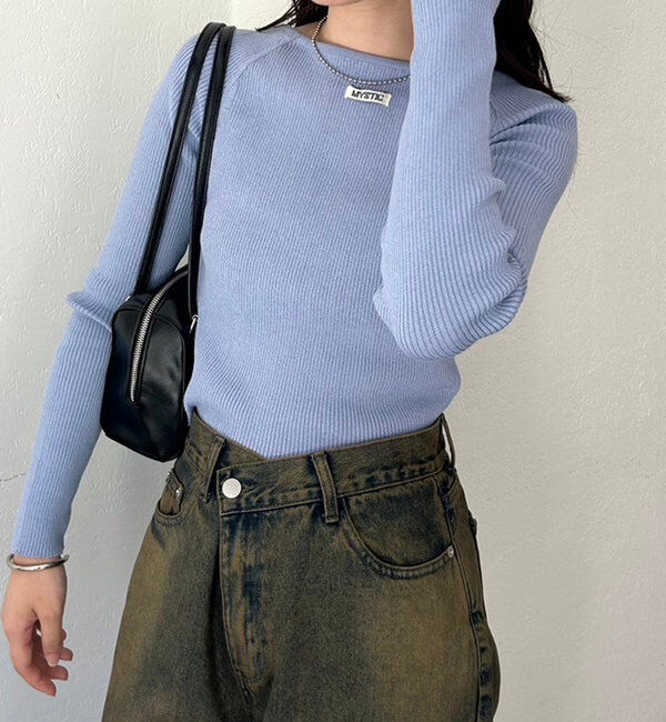  「【10色展開/EC限定カラーORG】クルーリブニット」|ニット・セーター|